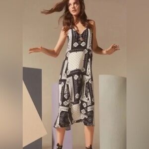 🆕 Top Shop bandana print slip dress in black and off white size 4